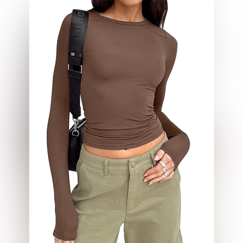 Brown Long Sleeve Women's Top